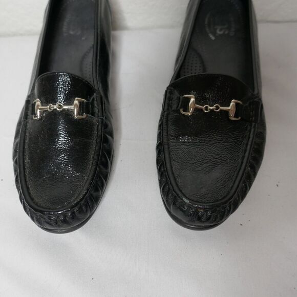 SAS Metro Horse Bit Loafers Slip-On Flat Black Patent Leather Tripad Size 9.5 M - Picture 8 of 11